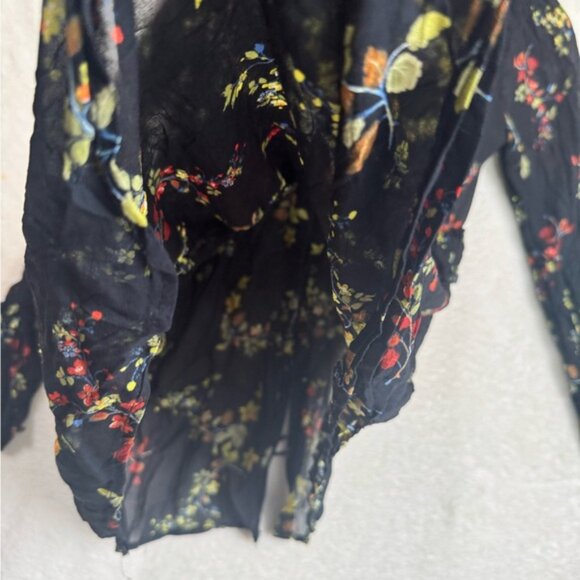 Anthropologie Floral Jamison Ruffles Flowy Blouse Whimsy Goth Tunic Top Boho M - Picture 5 of 16